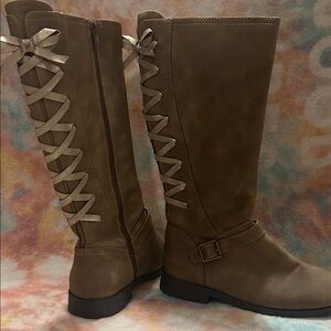 Girls Kohl's Tan Lace-Up Knee-High Boots